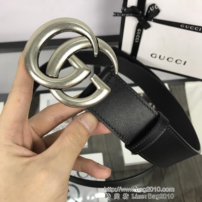 GUCCI古馳 官網暢銷爆款 原單品質 雙面進口頭層對版定制皮料 復古GG對版4.0扣 男士皮帶  xfp1419